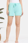 Zivame Lounge Knit Poly Lounge Shorts - Aruba Blue — thumbnail 2